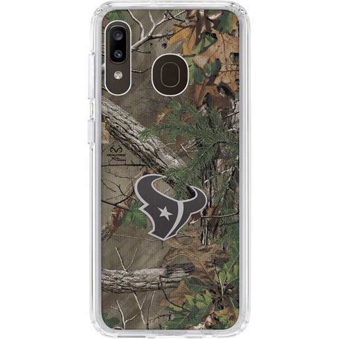 NFL Houston Texans Realtree Xtra Green Camo Galaxy A20 Clear Case