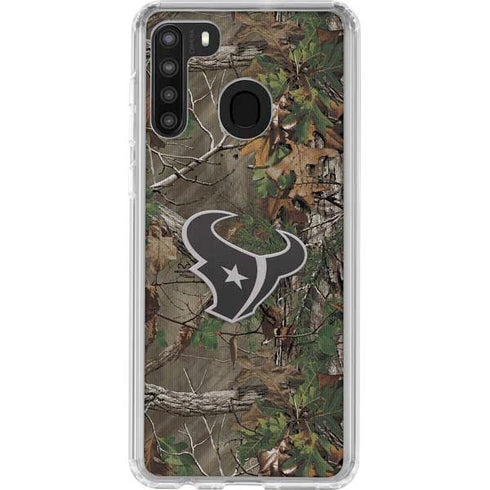 NFL Houston Texans Realtree Xtra Green Camo Galaxy A21 Clear Case