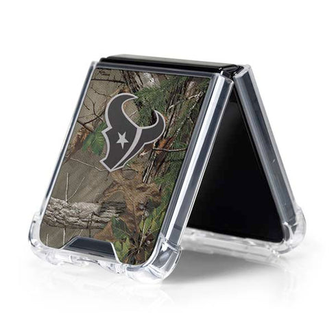 NFL Houston Texans Realtree Xtra Green Camo Galaxy Z Flip5 5G Clear Case