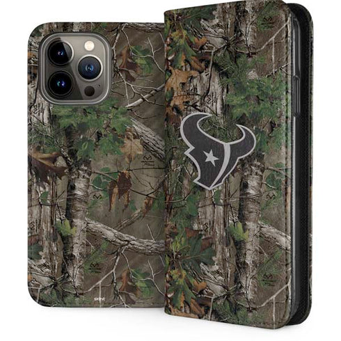 NFL Houston Texans Realtree Xtra Green Camo iPhone 15 Pro Max Folio Case