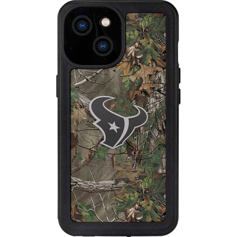 NFL Houston Texans Realtree Xtra Green Camo iPhone 15 Waterproof Case