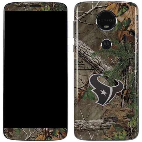 NFL Houston Texans Realtree Xtra Green Camo Moto E5 Plus Skin
