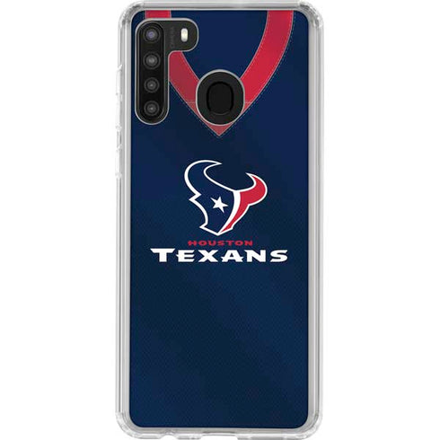 NFL Houston Texans Team Jersey Galaxy A21 Clear Case