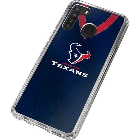 NFL Houston Texans Team Jersey Galaxy A21 Clear Case
