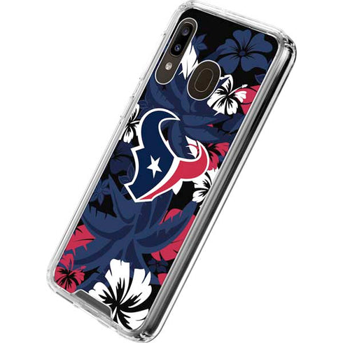 NFL Houston Texans Tropical Print Galaxy A30 Clear Case