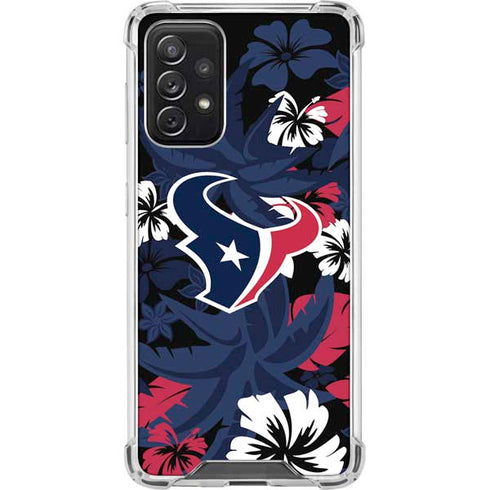 NFL Houston Texans Tropical Print Galaxy A72 5G Clear Case