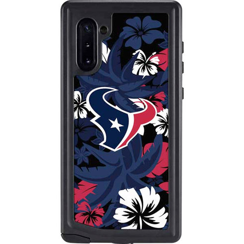 NFL Houston Texans Tropical Print Galaxy Note 10 Waterproof Case