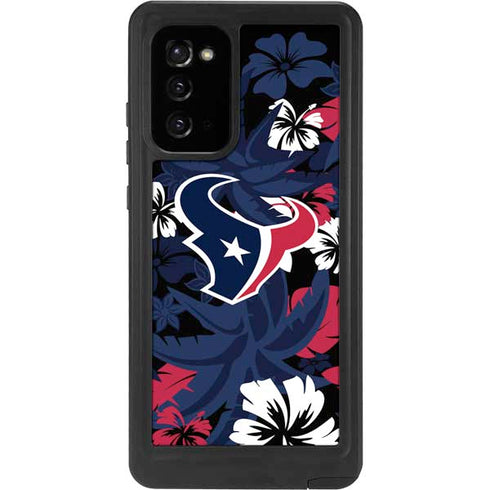 NFL Houston Texans Tropical Print Galaxy Note20 5G Waterproof Case