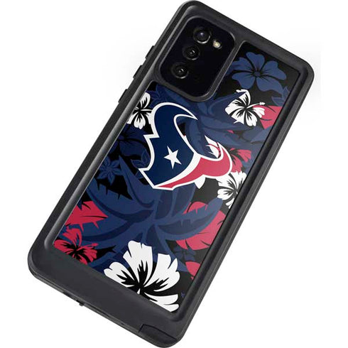 NFL Houston Texans Tropical Print Galaxy Note20 5G Waterproof Case