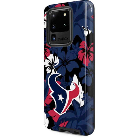 NFL Houston Texans Tropical Print Galaxy S20 Ultra 5G Pro Case