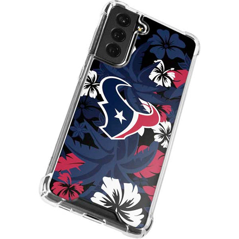 NFL Houston Texans Tropical Print Galaxy S21 FE Clear Case