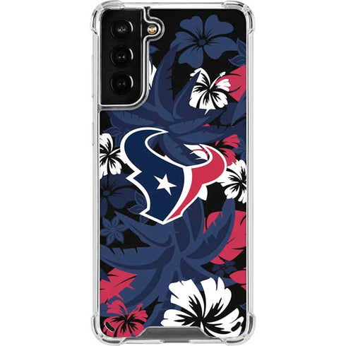 NFL Houston Texans Tropical Print Galaxy S21 Plus 5G Clear Case