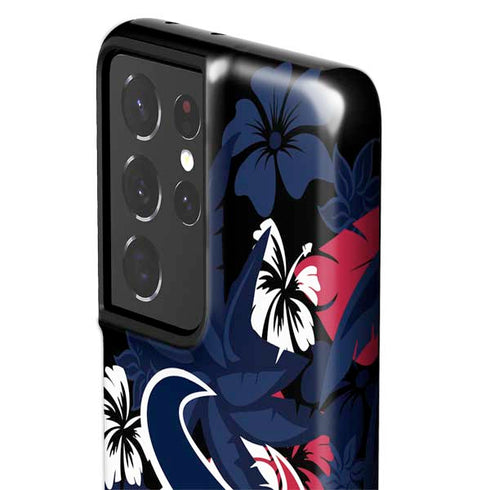 NFL Houston Texans Tropical Print Galaxy S21 Ultra 5G Pro Case