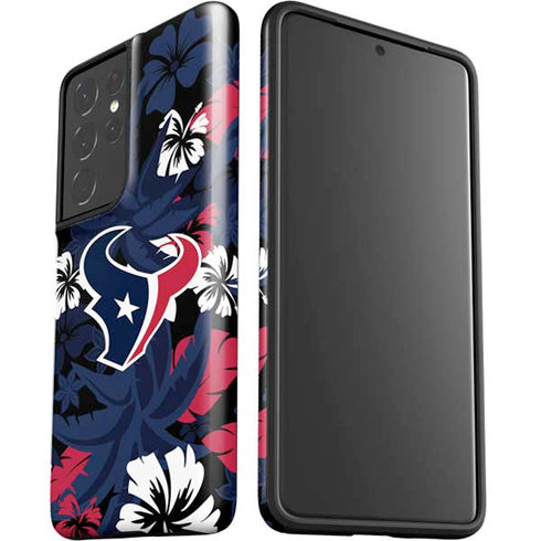 NFL Houston Texans Tropical Print Galaxy S21 Ultra 5G Pro Case