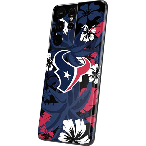 NFL Houston Texans Tropical Print Galaxy S21 Ultra 5G Skin