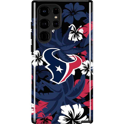 NFL Houston Texans Tropical Print Galaxy S22 Ultra Pro Case