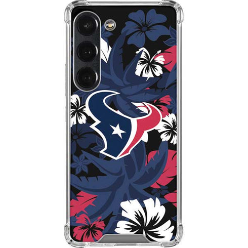 NFL Houston Texans Tropical Print Galaxy S23 Clear Case