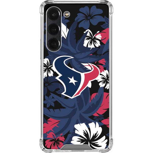NFL Houston Texans Tropical Print Galaxy S23 Plus Clear Case