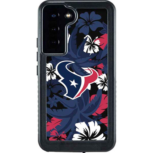 NFL Houston Texans Tropical Print Galaxy S23 Plus Waterproof Case