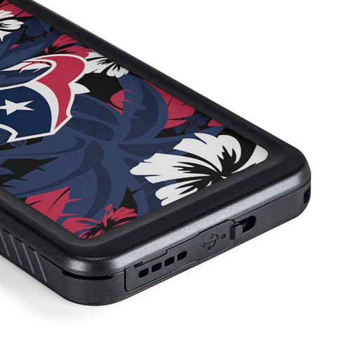 NFL Houston Texans Tropical Print Galaxy S23 Plus Waterproof Case