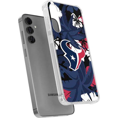 NFL Houston Texans Tropical Print Galaxy S24 Plus Clear Case