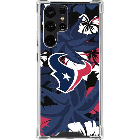 NFL Houston Texans Tropical Print Galaxy S24 Ultra Clear Case