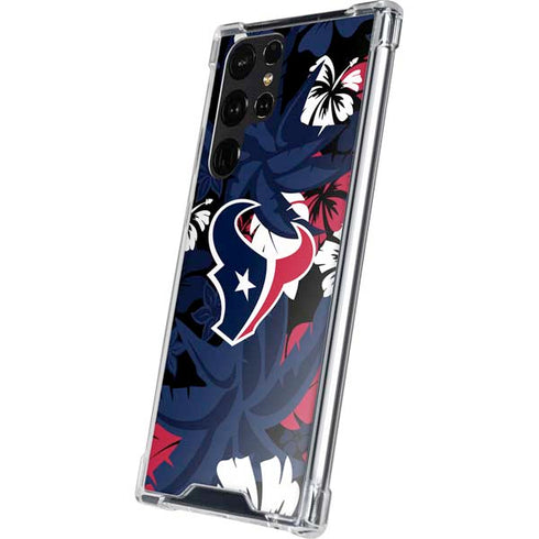 NFL Houston Texans Tropical Print Galaxy S24 Ultra Clear Case