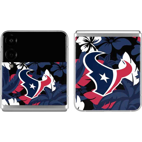 NFL Houston Texans Tropical Print Galaxy Z Flip4 5G Skin