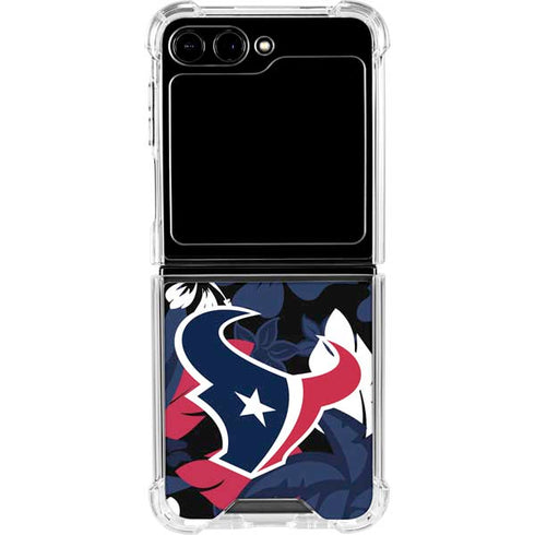 NFL Houston Texans Tropical Print Galaxy Z Flip5 5G Clear Case