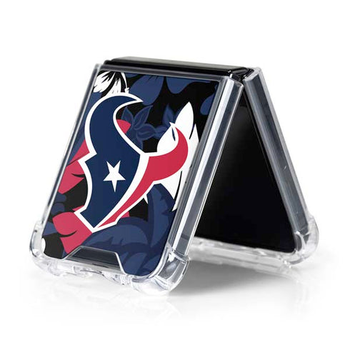 NFL Houston Texans Tropical Print Galaxy Z Flip5 5G Clear Case