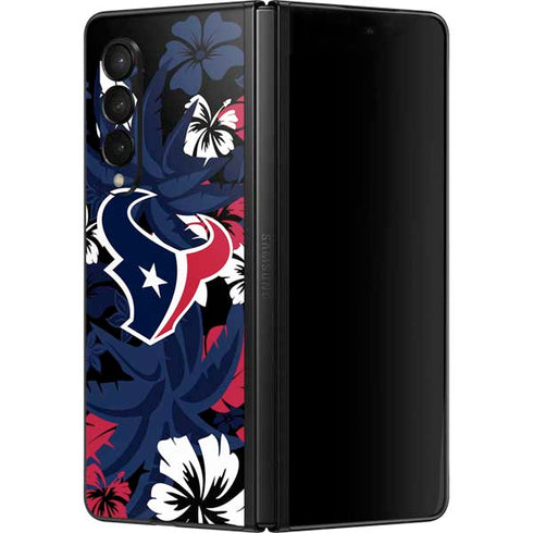 NFL Houston Texans Tropical Print Galaxy Z Fold3 5G Skin
