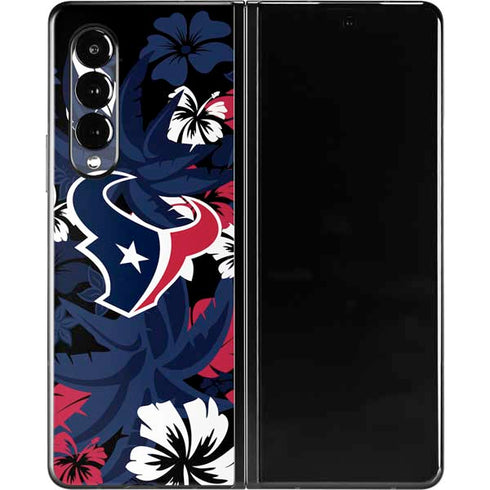 NFL Houston Texans Tropical Print Galaxy Z Fold3 5G Skin