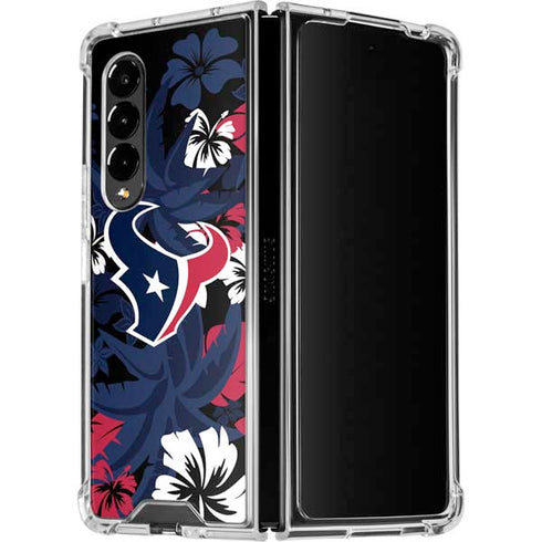 NFL Houston Texans Tropical Print Galaxy Z Fold4 5G Clear Case