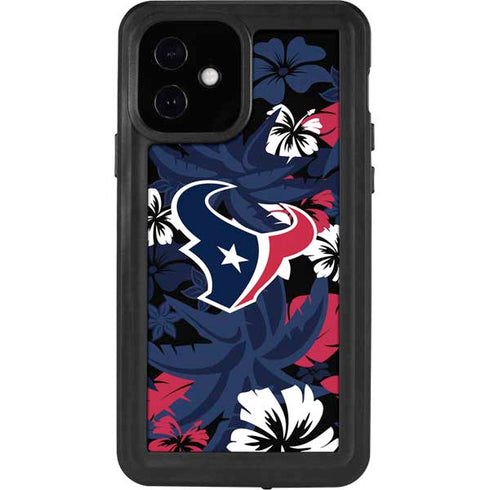 NFL Houston Texans Tropical Print iPhone 12 Waterproof Case