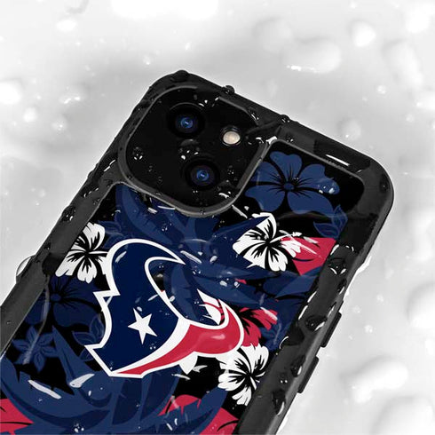 NFL Houston Texans Tropical Print iPhone 13 Mini Waterproof Case