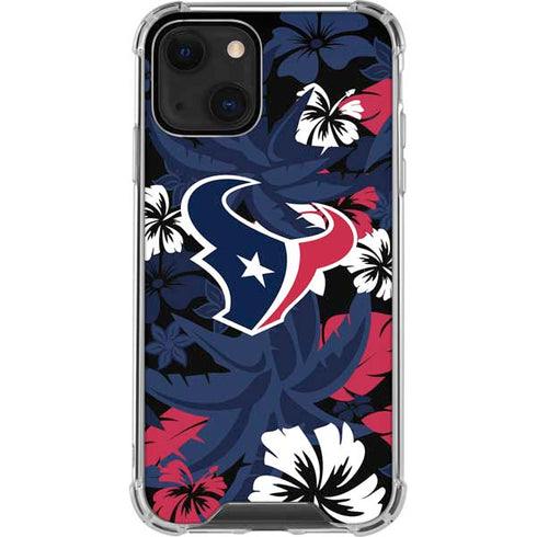 NFL Houston Texans Tropical Print iPhone 15 Plus Clear Case