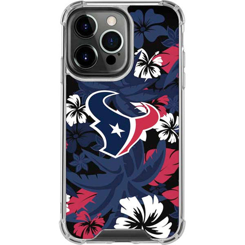NFL Houston Texans Tropical Print iPhone 15 Pro Clear Case