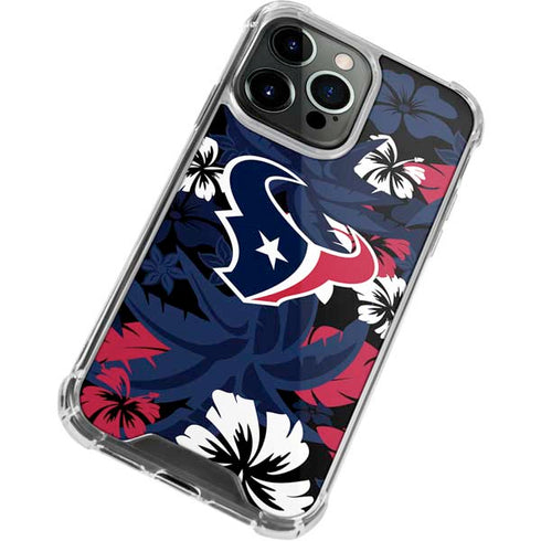NFL Houston Texans Tropical Print iPhone 14 Pro Clear Case