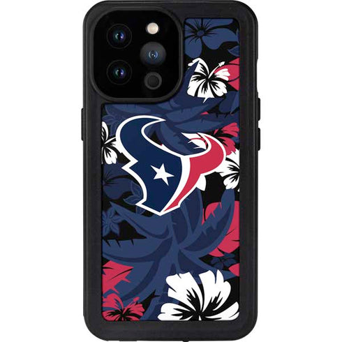 NFL Houston Texans Tropical Print iPhone 14 Pro Max Waterproof Case
