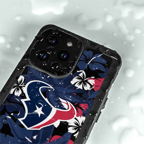 NFL Houston Texans Tropical Print iPhone 14 Pro Max Waterproof Case
