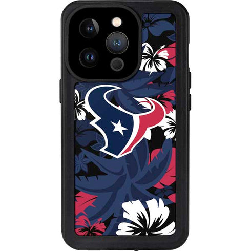 NFL Houston Texans Tropical Print iPhone 14 Pro Waterproof Case