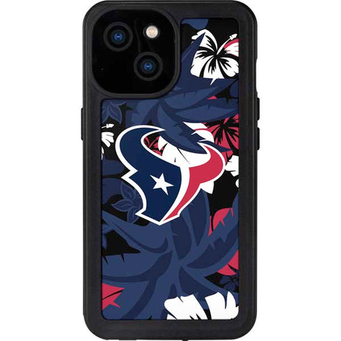 NFL Houston Texans Tropical Print iPhone 15 Waterproof Case