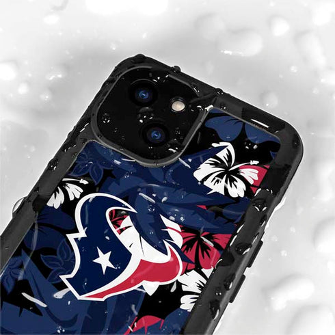 NFL Houston Texans Tropical Print iPhone 15 Waterproof Case