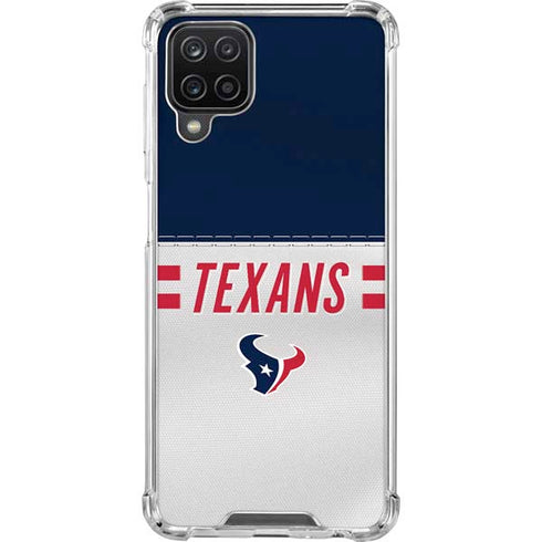 NFL Houston Texans White Striped Galaxy A12 Clear Case