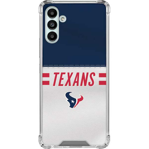 NFL Houston Texans White Striped Galaxy A13 5G Clear Case