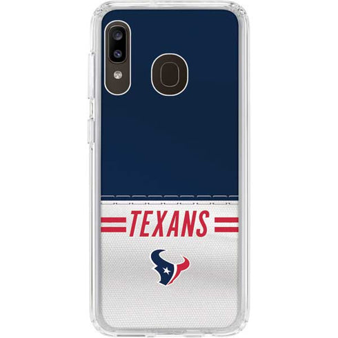 NFL Houston Texans White Striped Galaxy A20 Clear Case