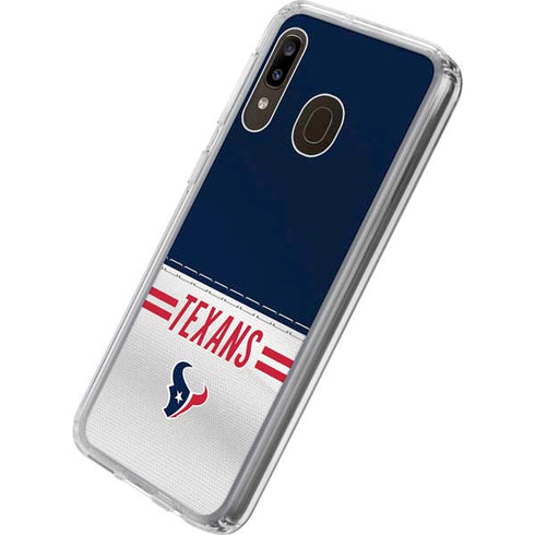NFL Houston Texans White Striped Galaxy A20 Clear Case