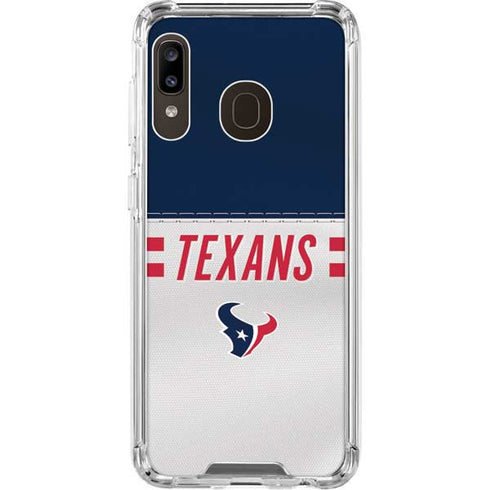 NFL Houston Texans White Striped Galaxy A30 Clear Case