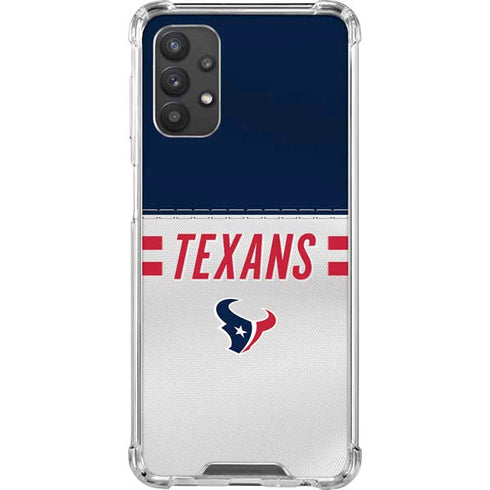 NFL Houston Texans White Striped Galaxy A32 5G Clear Case