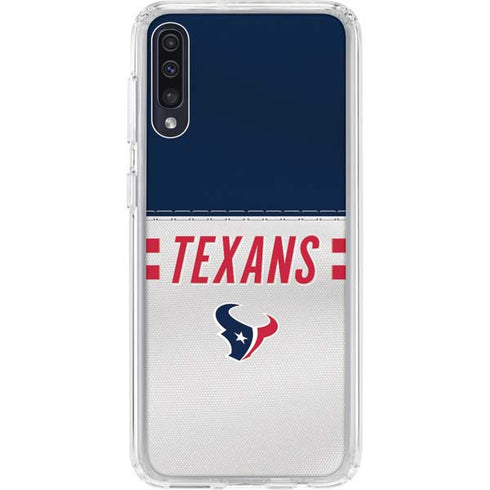 NFL Houston Texans White Striped Galaxy A50 Clear Case